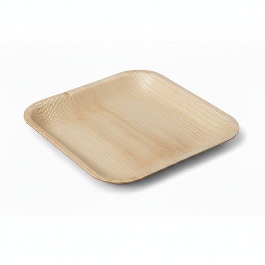 Biodegradable Disposable Square Areca Palm Leaf Plates 6" Pack of 25 EC0386 (Parcel Rate)