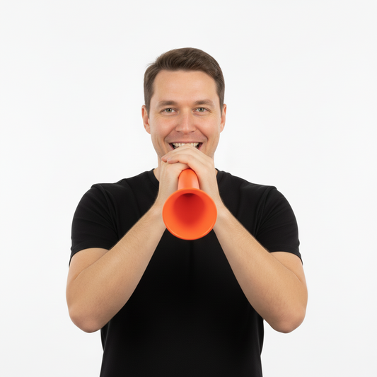 Large Plastic Carnival Festival Party Woofer Horn with String 37cm Assorted Colours N52198 (Parcel Rate)