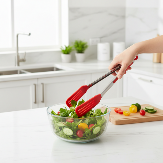 Plastic Kitchen BBQ Salad Food Serving Tongs 26 cm Assorted Colours 5134 (Parcel Rate)