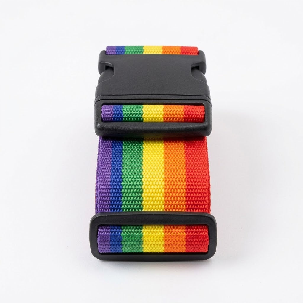 Adjustable Rainbow Suitcase Luggage Strap, Vibrant Multi-Colour Design, SKU 5832