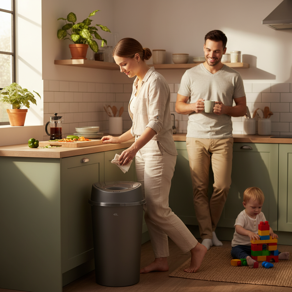 Plastic Round Kitchen Bin 50L LL5124