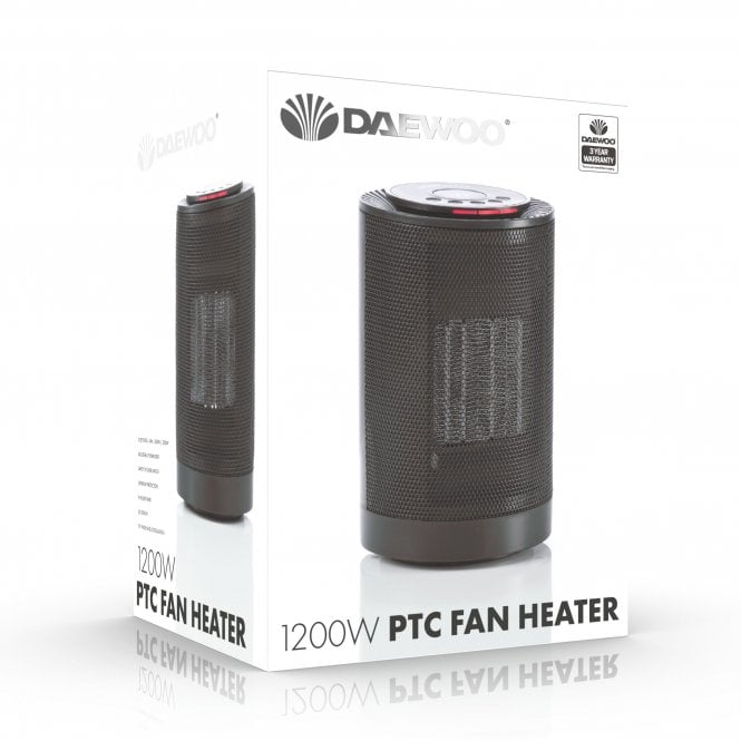 Daewoo 1200W PTC Heater Digital Control LED Display Black HEA1814 A W25 (Parcel Rate)