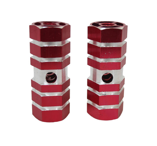 Aluminium Striped Bike Bicycle Pedal Foot Rest Axle Peg 7 x 2.3cm Pack of 2 Assorted Colours 1861 (Parcel Rate)