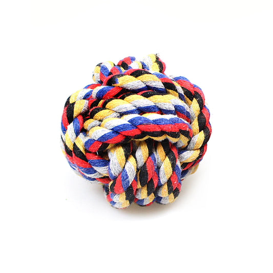 Pet Dog Chewing Teething Knotted Rope Ball 6.5 cm Assorted Colours 0049 (Parcel Rate)