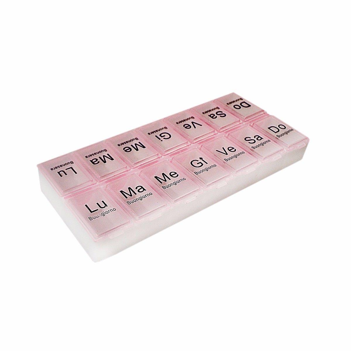 Italian Buonasera Pill Box 14 Days Compartment Storage Container 15 x 7 cm Assorted Colours 4365 (Parcel Rate)