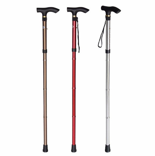 Easy Folding Lightweight Walking Stick Adjustable Aluminium Cane Assorted Colours 2838 A (Parcel Rate)
