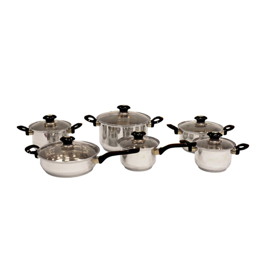 Stainless Steel Kaisa Villa Cooking Pan Set of 12 16-18-20-24cm 27286 / 3388 (Big Parcel Rate)