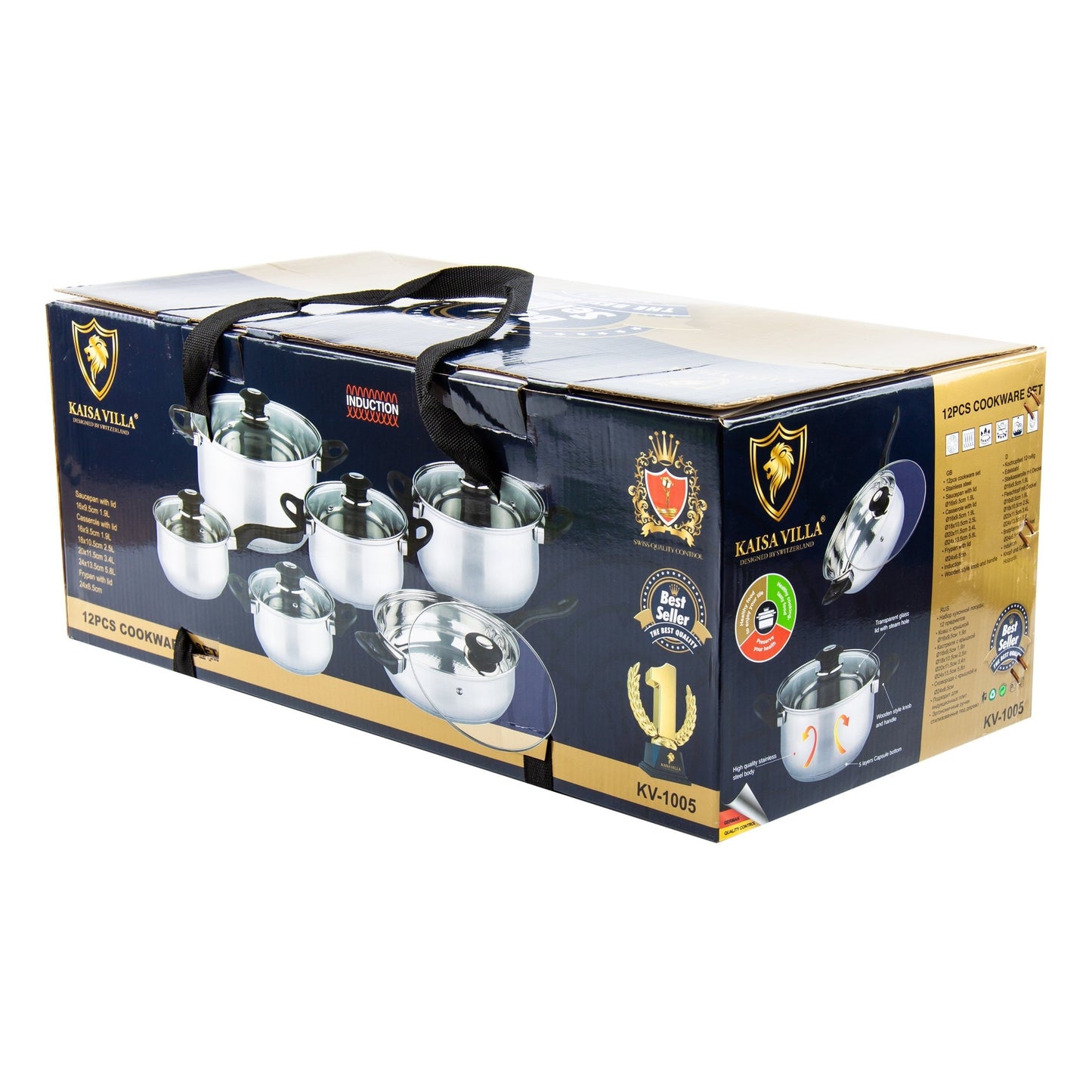 Stainless Steel Kaisa Villa Cooking Pan Set of 12 16-18-20-24cm 27286 / 3388 (Big Parcel Rate)