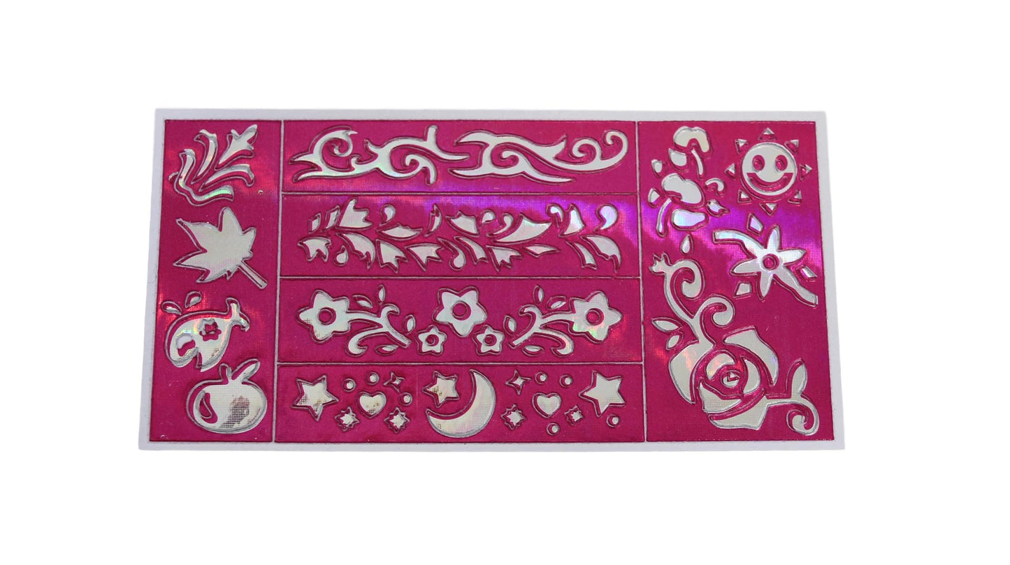 Tattoo Gel Pens with 2 Stencils Pack of 5 Assorted Colours 3598 (Large Letter Rate)