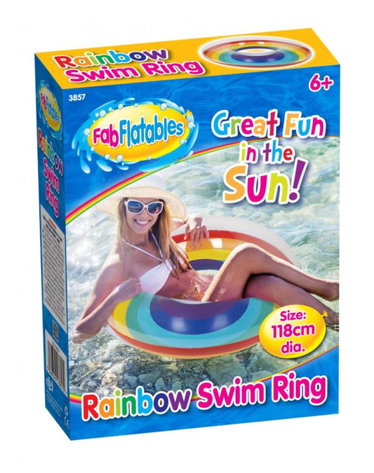 Inflatable Rainbow Swimming Pool Ring 118cm Diameter 3857 (Parcel Rate)
