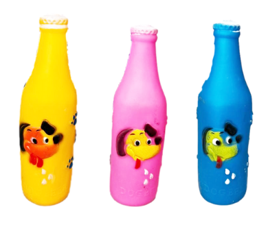 Pet Dog Toy Squeaky Dog Beer Bottle Design 18 x 5.3cm Assorted Colours 6649 A (Parcel Rate)