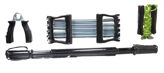 Training Gym Exercise Workout Set of 4 Handgrips Jump Rope Chest Expander Power Twister 5224 A W25 (Parcel Rate )