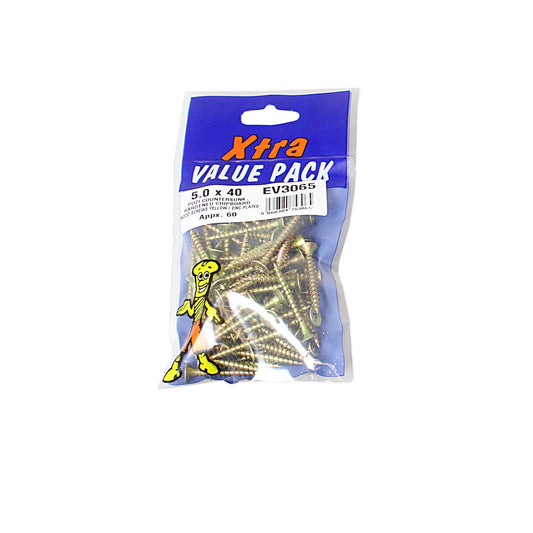 5.0 x 40 Pozi c/sk Chipboard Screws Diy Xtra Value 3065 (Large Letter Rate)