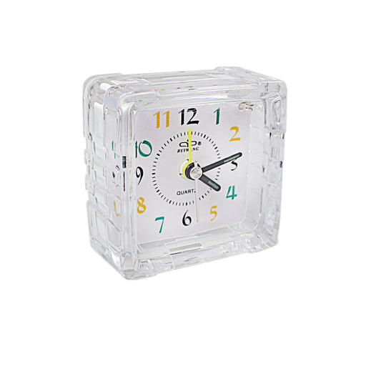 Small Mini Travel Office Square Quartz Bedside Desk Travelling Alarm Clock 6.5 x 7 x 3.5cm 3075 (Parcel Rate)
