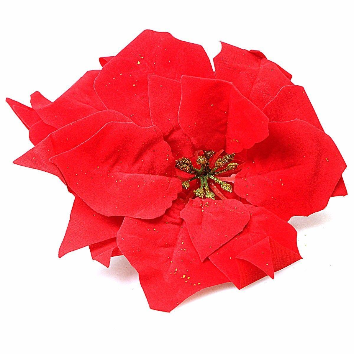 Artificial Fake Plastic Red Poinsettia Christmas Flowers 1239 (Parcel Rate)