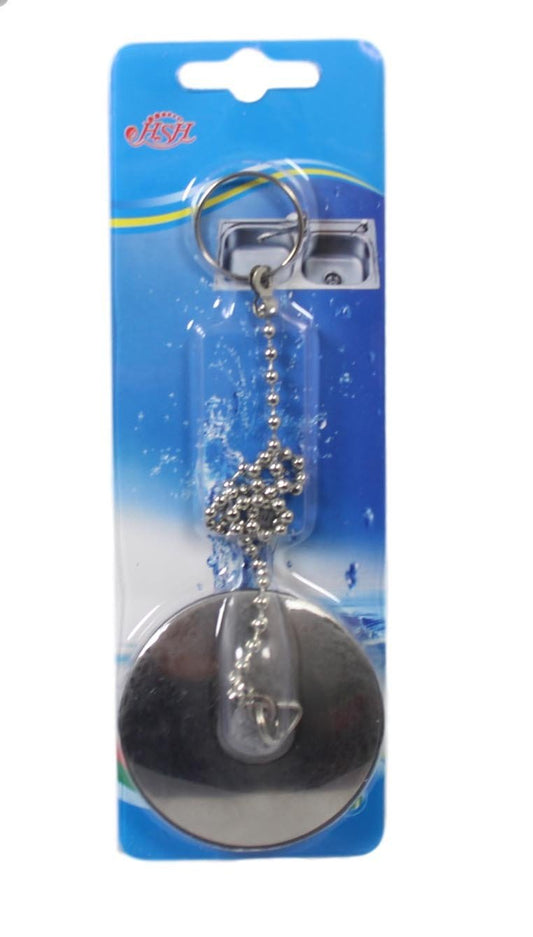 Chrome Metal Bathroom Bath Sink Plug 5cm and Chain 34cm 5584 (Large Letter Rate)