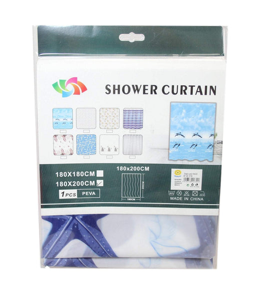PEVA Bathroom Shower Curtain 180 x 200cm Assorted Designs 5739 (Parcel Rate)