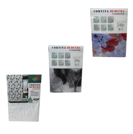 Bathroom PEVA Shower Curtain  180 x 200cm Assorted Designs 5740 (Large Letter Rate)