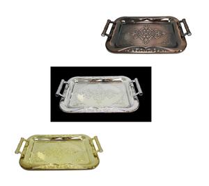 Metallic Chrome Steel Vintage Serving Tray 30 x 44cm Assorted Colours 5851 (Parcel Rate)