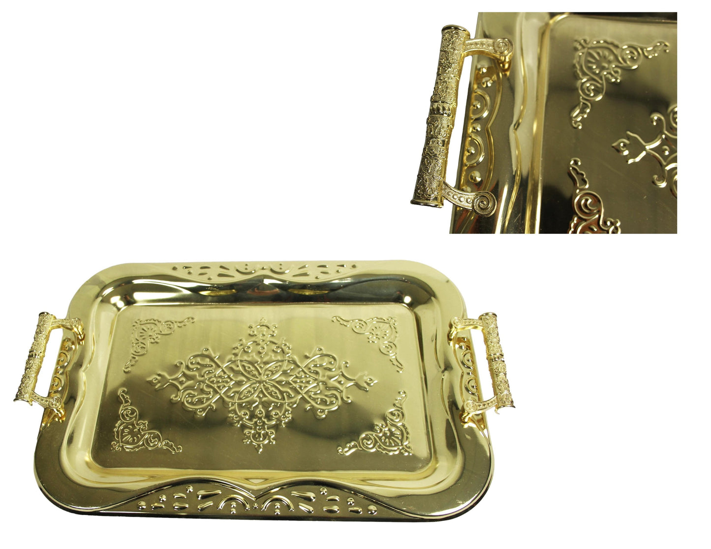 Metallic Chrome Steel Vintage Serving Tray 30 x 44cm Assorted Colours 5851 (Parcel Rate)
