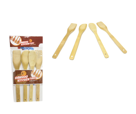 Wooden Bamboo Baking Cooking Spoon 29cm Set of 4 5855 (Large Letter Rate)