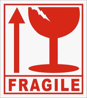 Fragile Stickers Hazard Warning Sign Adhesive Handle with Care 8.5cm 12 Pack 5908 (Large Letter Rate)