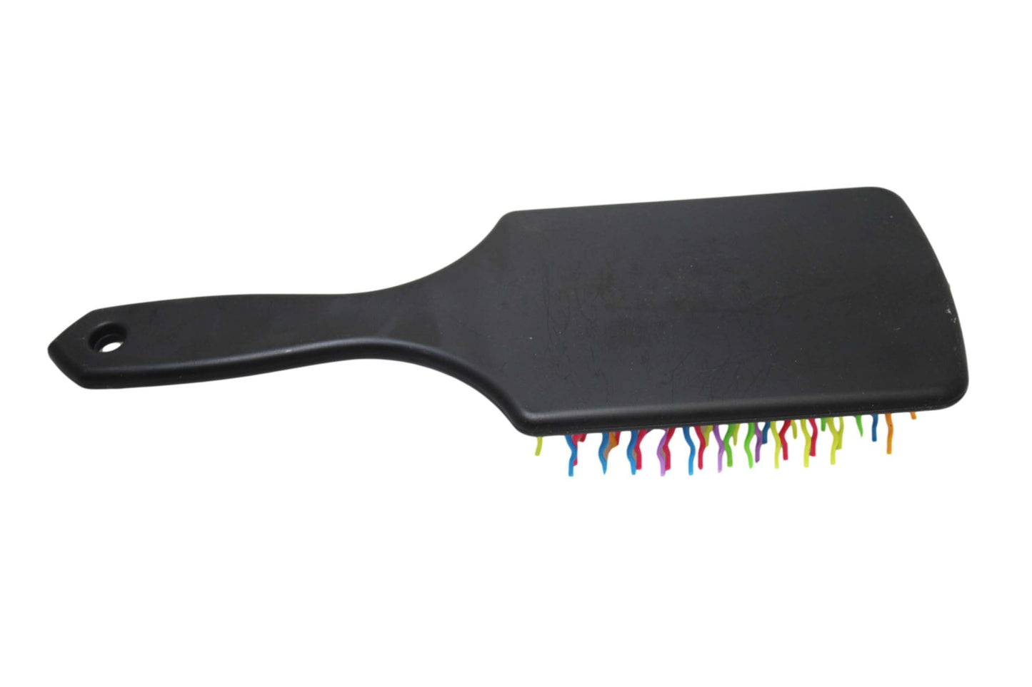 Plastic Detangling Frizzle Hair Brush with Squiggly Rainbow Bristles 24 x 8cm Assorted Colours 5943 (Parcel Rate)