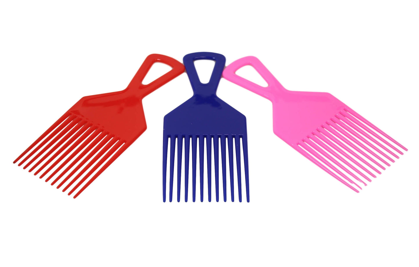 Plastic 3 Piece Afro Hair Styling Hair Comb Long Teeth Untangling Comb 18 x 7cm Assorted Colours 5945 (Large Letter Rate)