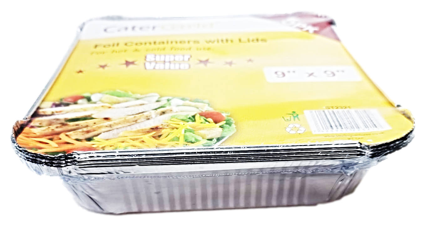 Aluminium Foil Food Containers 9 x 9" Pack of 5 ST2321 (Parcel Rate)