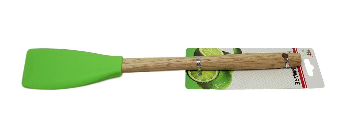 Kitchen Silicone Scraper Spatula Wooden Handle 33 cm Assorted Colours 6064 A (Large Letter Rate)