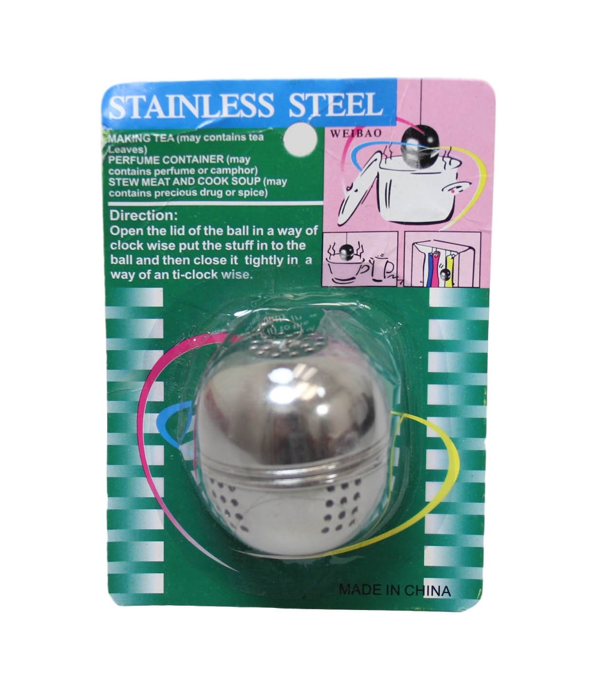 Stainless Steel Loose Leaf Herb Tea Infuser Ball with Chain 5 x 5 cm 6124
