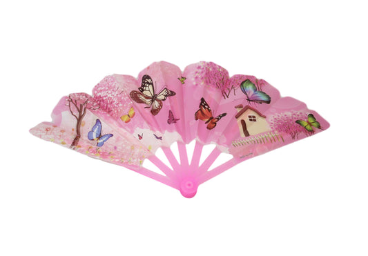 Plastic Chinese Folding Hand Fan with Printed Design 24 x 42 cm Assorted Designs 6507 (Large Letter Rate)