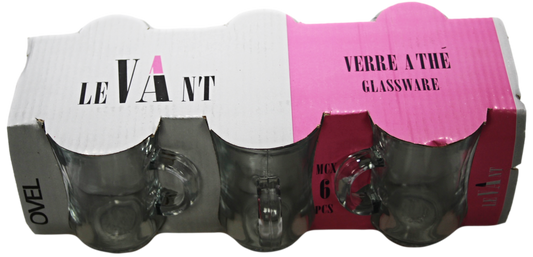 Ovel Tea Glasses with Handles Set of 6 21061 (Parcel Plus Rate)