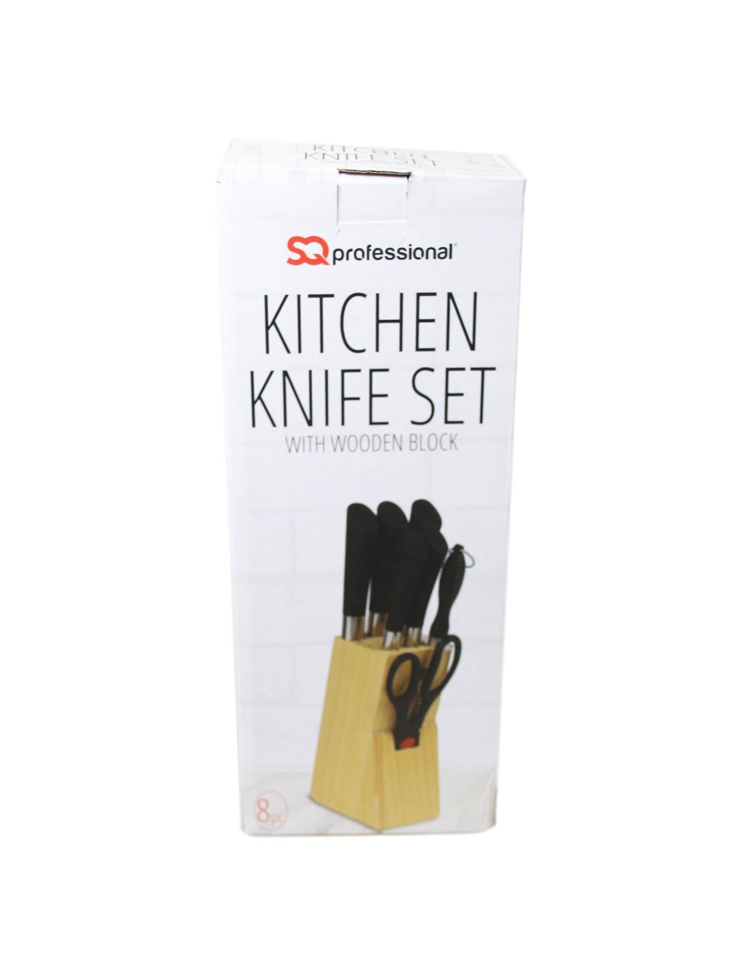 SQ Professional Stainless Steel Knife Set of 8 including Block and Scissors 8888 (Parcel Rate)