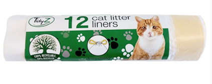Cat Litter Tray Bin Bag Liners with Drawstring 70 x 45 cm Roll of 12 B0367 (Parcel Rate)
