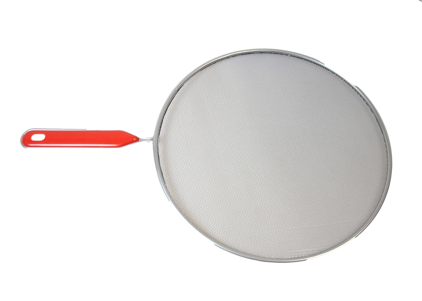 Metal Mesh Splatter Screen Cover Guard with Handle Silver Set of 2 9785 / 3412 (Parcel Rate)