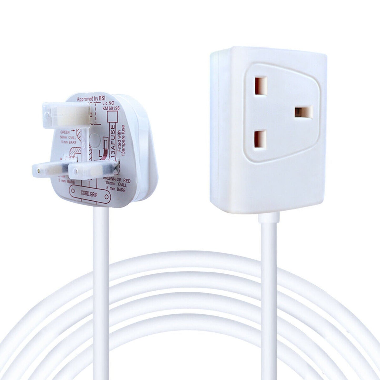 ExtraStar 1 Way Gang Extension Lead with Cable 3m White KFESB1/3M A (Parcel Rate)