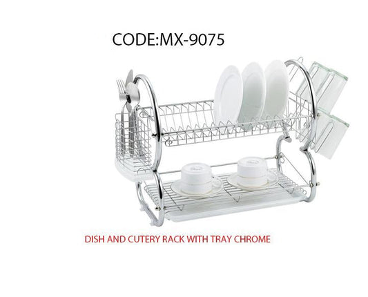 Dish Drainer Cutlery Rack with Drip Tray  Chrome MX9075 (Parcel Rate)