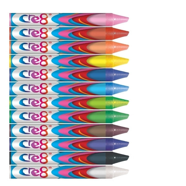 Cre8 Jumbo Wax Crayons Pack of 12 Assorted Colours P2126 (Parcel Rate)