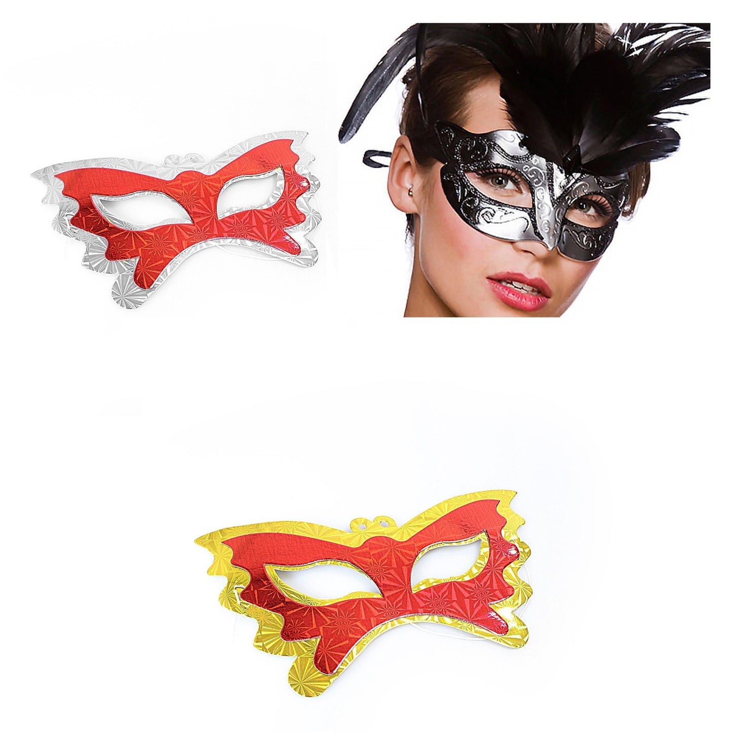 Fancy Dress Paper Shiny Carnival Eye Masks Pack of 7 Assorted Colours 1262 (Large Letter Rate)