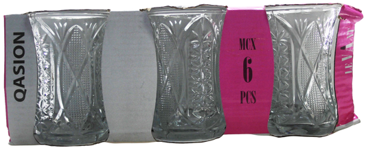 Qasion2 6Pc Set Designed Tea Glass 82ml T 5.60 H 8.20cm 0188 (Parcel Rate)