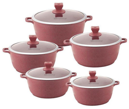 SQ Professional Nea Marbell Effect Diecast Stockpot Set of 5 Rossa 6759 (Big Parcel Rate)