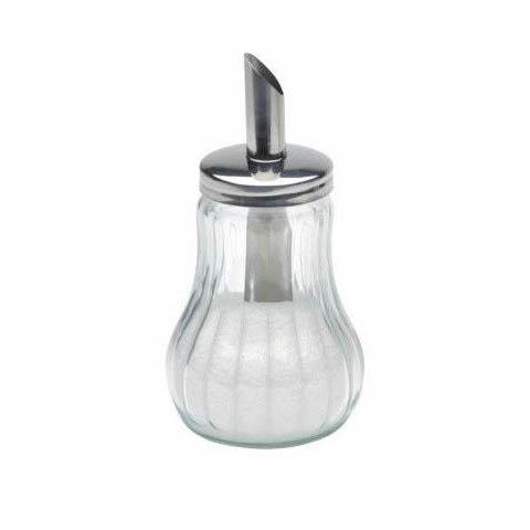 Clear Ribbed Glass Sugar Jar Dispenser 10 x 5 cm 7117 A (Parcel Rate)