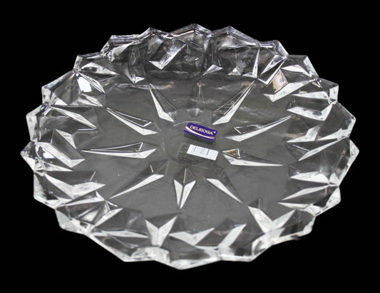 Crystal Cut Serving Glass Aesthetic Durable Party Wedding Serving Gift Glass Tray 33cm DL006 (Parcel Rate)