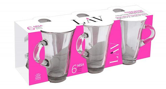 Nisa Tea Glass Cups 150cc Set of 6 NIS407E (Parcel Rate)