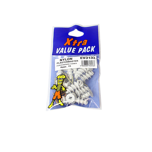 Xtra Value Pack Nylon Plaster Master Plasterboard Fixings Pack of 15 3133 (Large Letter Rate)