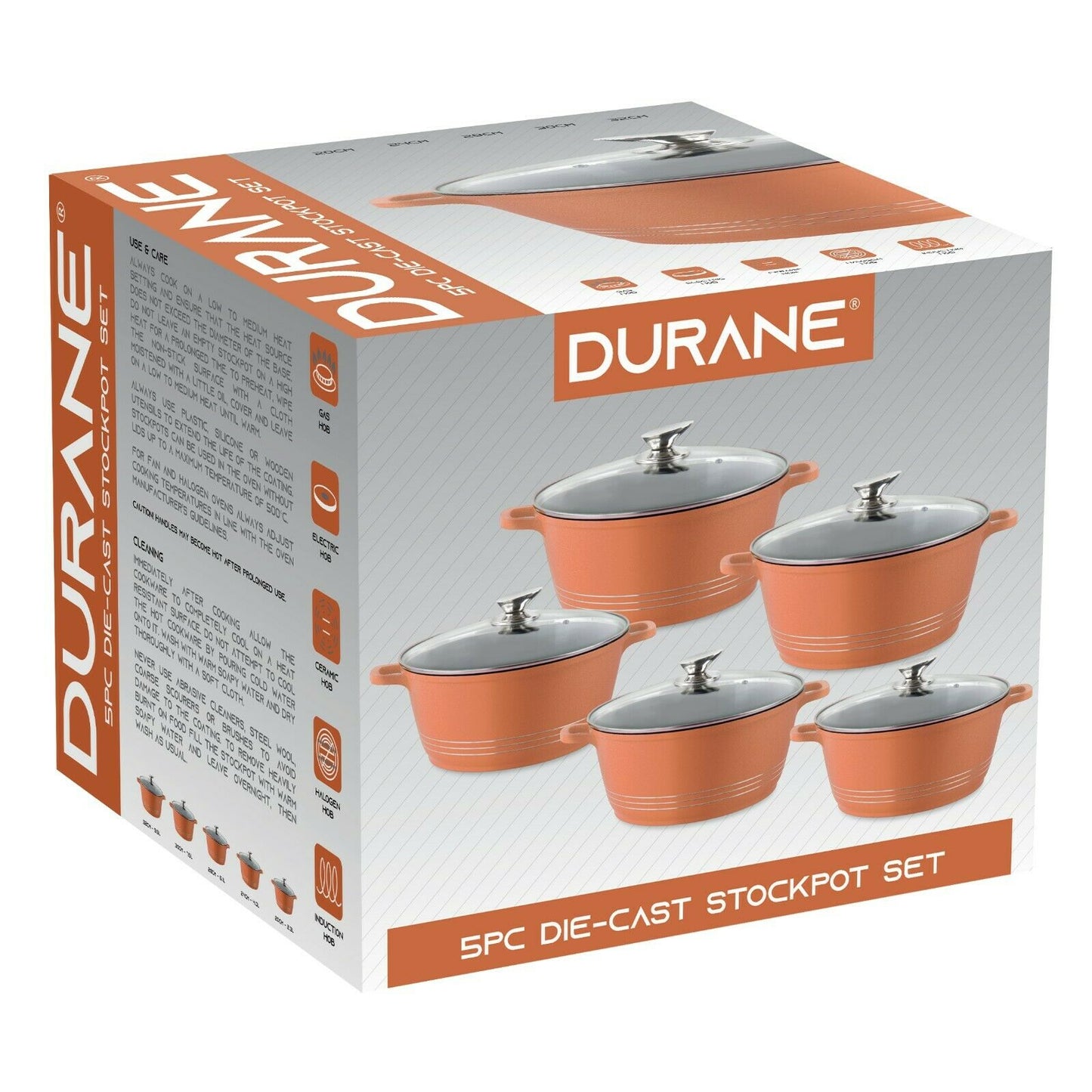 Durane Die Cast Stock Pot Set of 5 Copper 9630 (Big Parcel Rate)