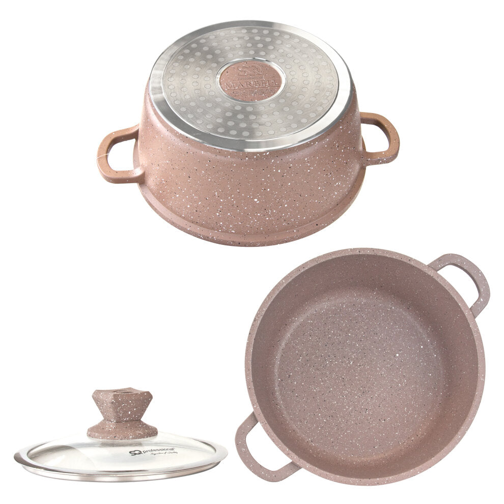 SQ Professional Nea Marbell Effect Diecast Stockpot Set of 5 Marfil 6762 (Big Parcel Rate)