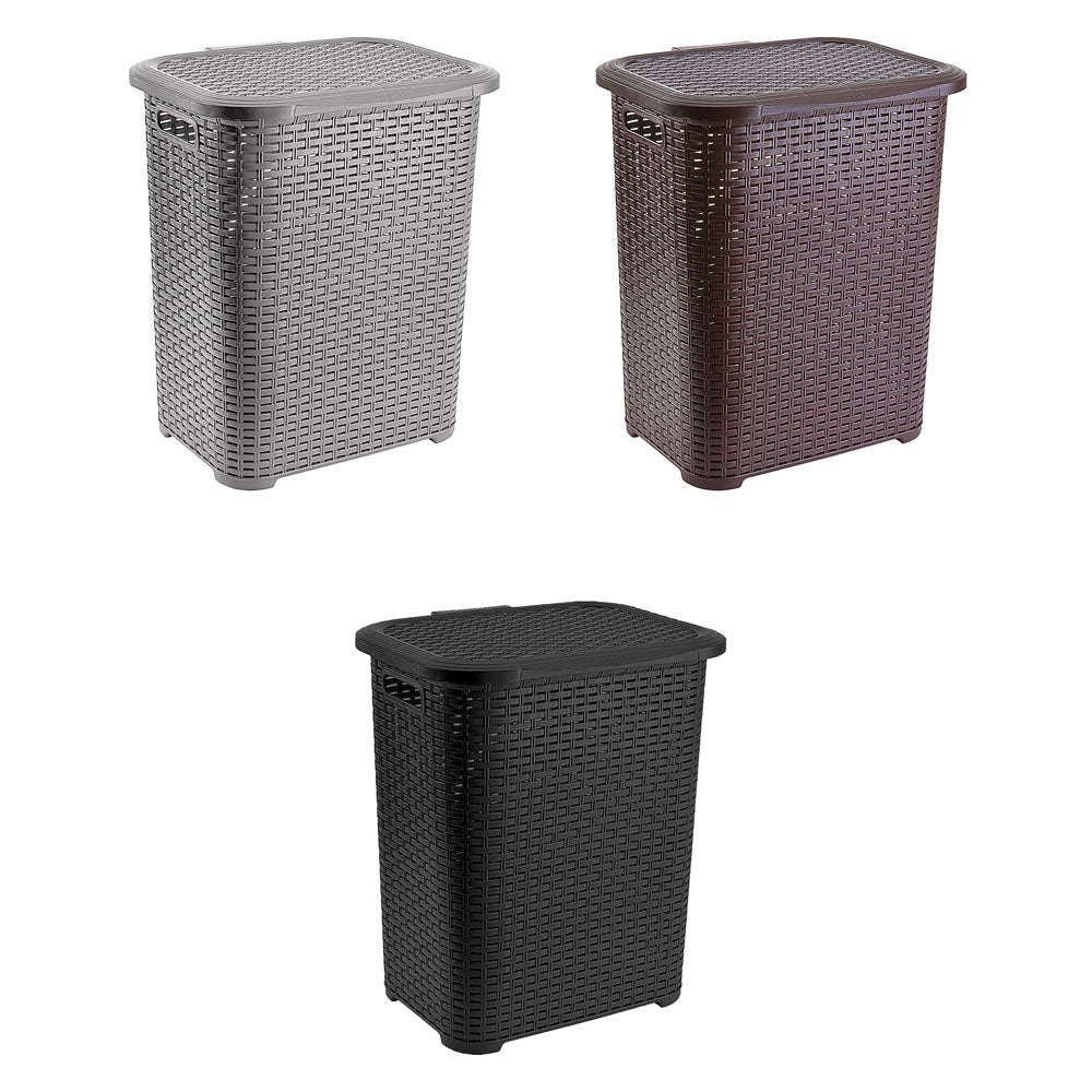 Tuffex Plastic Rattan Laundry Basket 45L Assorted Colours 10162