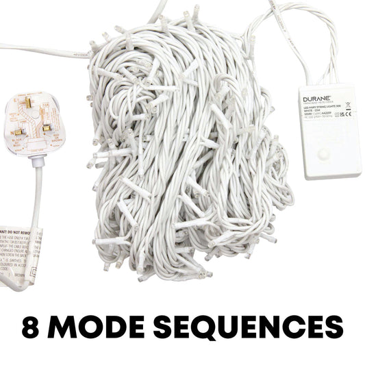 Durane LED Fairy Light String White Wire 25m 300 Bulbs White 10180 (Parcel Rate)
